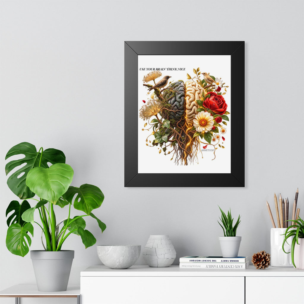 Framed Poster — 'Use Your Brain' Floral Brain Art