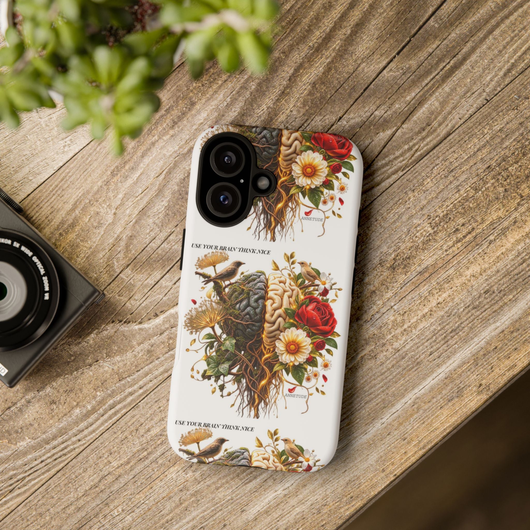 Phone Case — Floral Brain Illustration Protective Cover