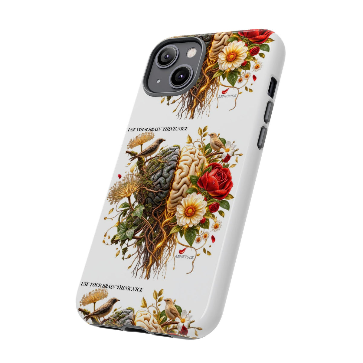 Phone Case — Floral Brain Illustration Protective Cover