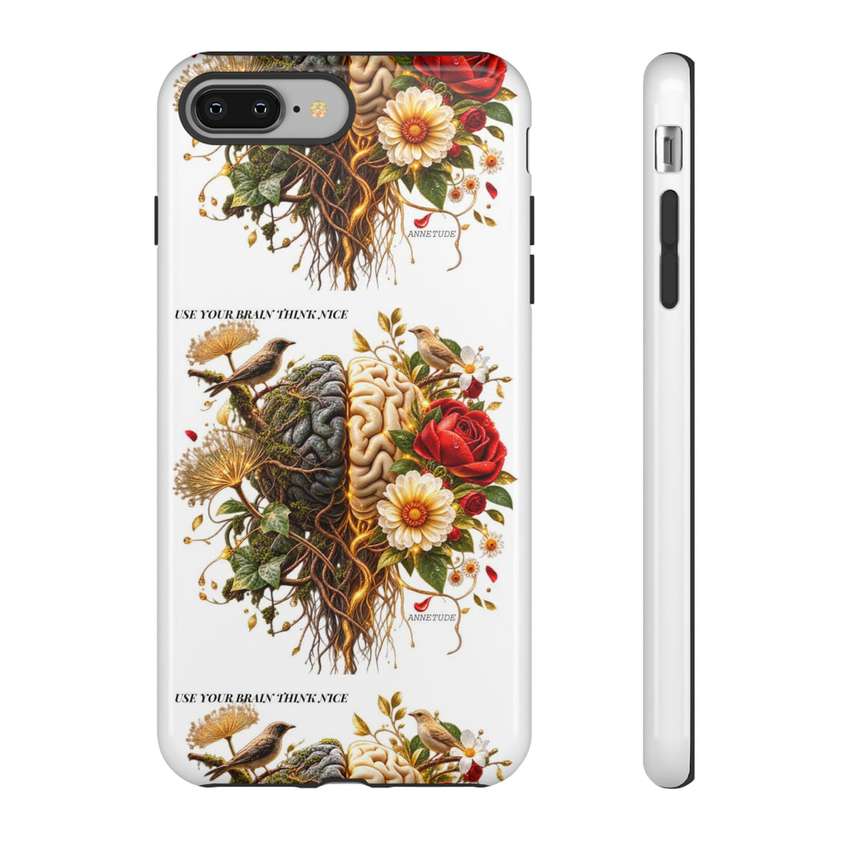 Phone Case — Floral Brain Illustration Protective Cover