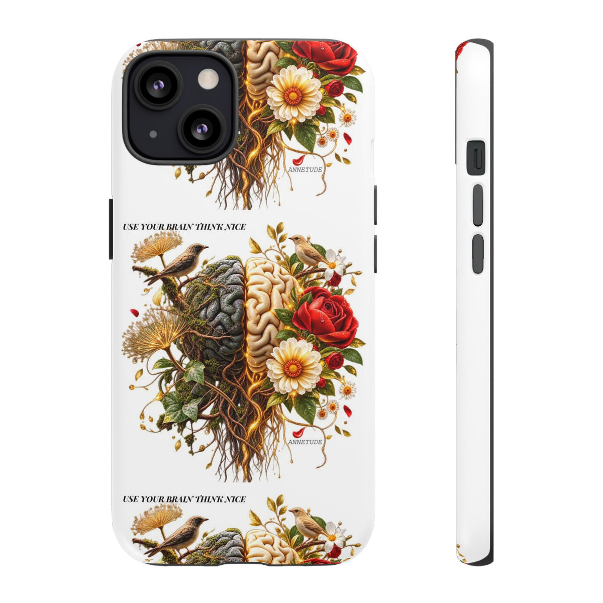 Phone Case — Floral Brain Illustration Protective Cover