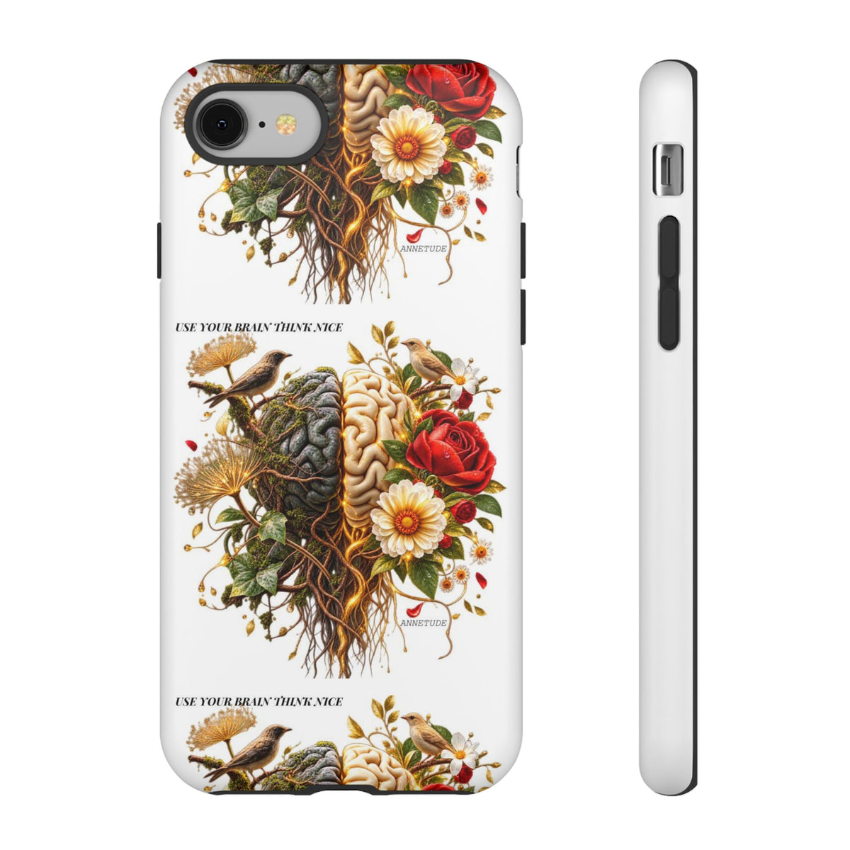 Phone Case — Floral Brain Illustration Protective Cover