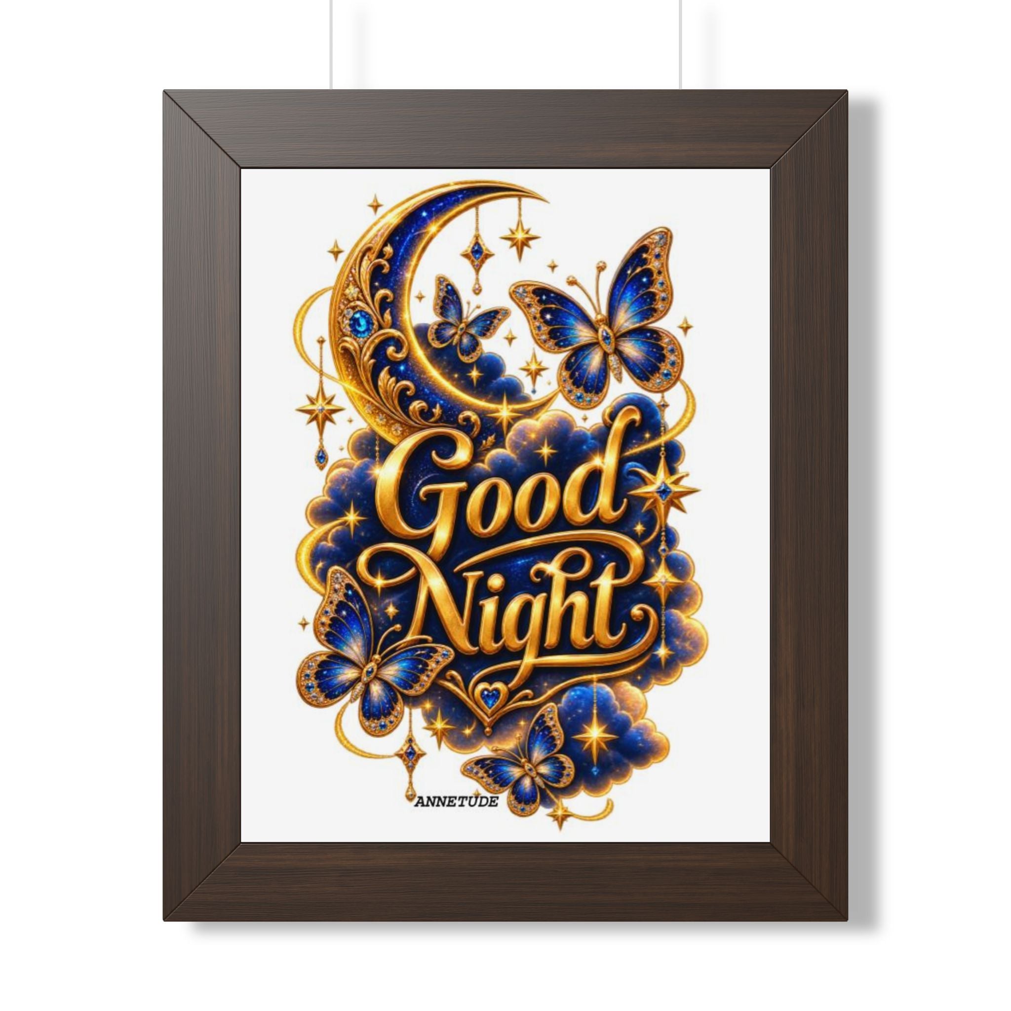 Good Night Moon & Butterflies Framed Poster
