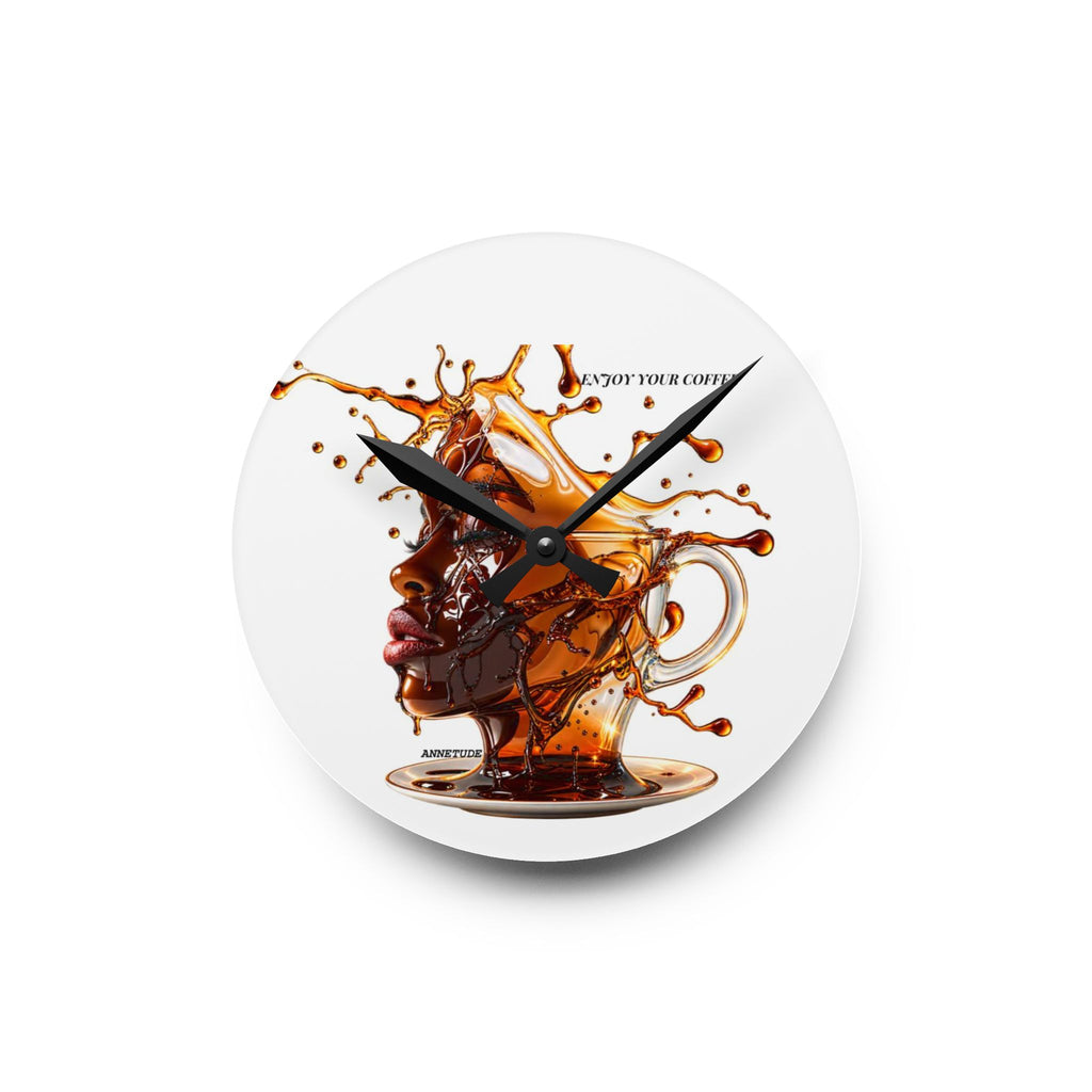 Acrylic Wall Clock — Artistic Coffee Splash Portrait Wall Clock