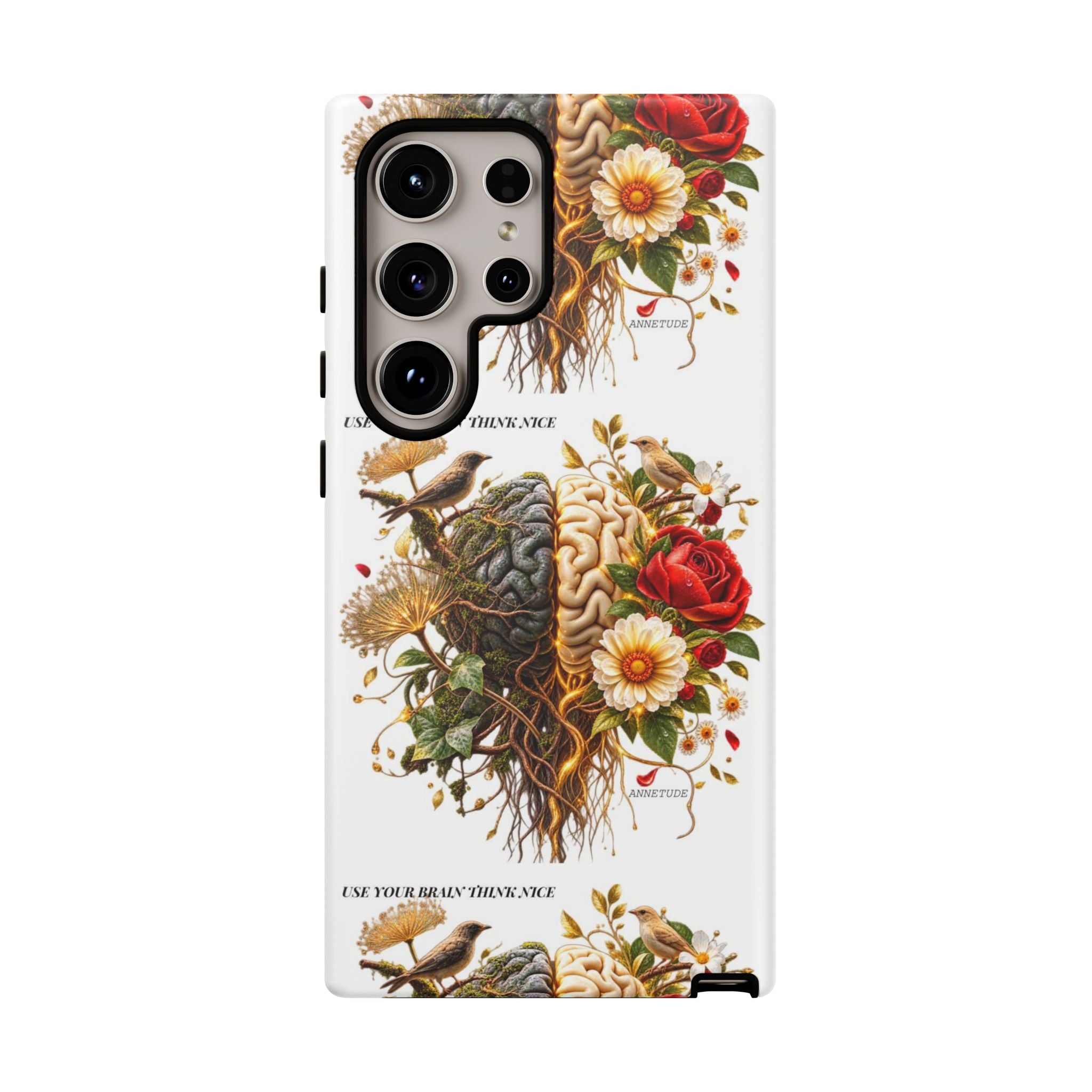 Phone Case — Floral Brain Illustration Protective Cover