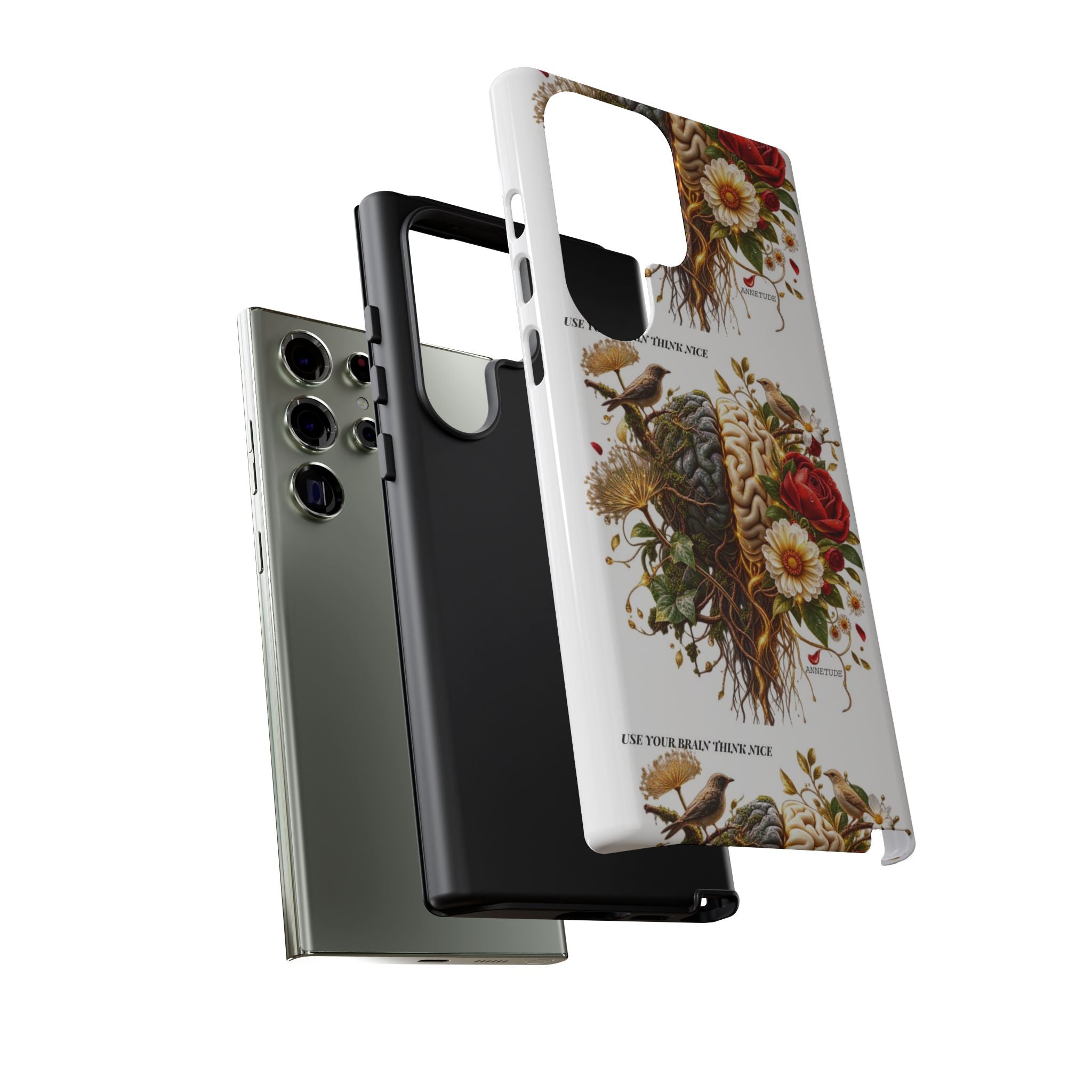 Phone Case — Floral Brain Illustration Protective Cover