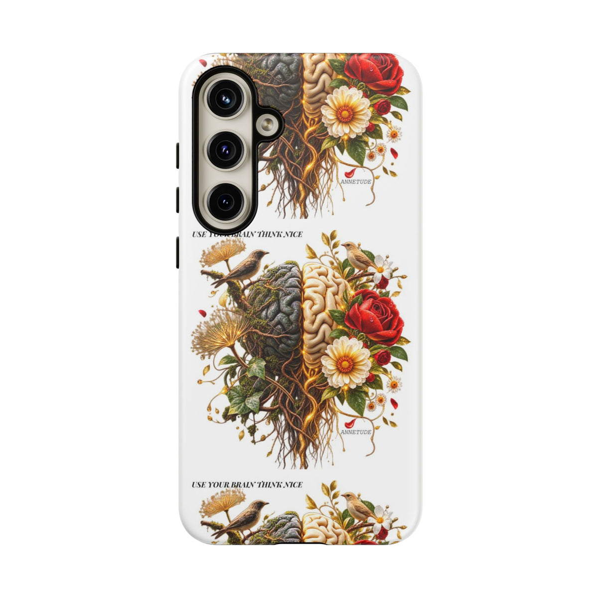 Phone Case — Floral Brain Illustration Protective Cover