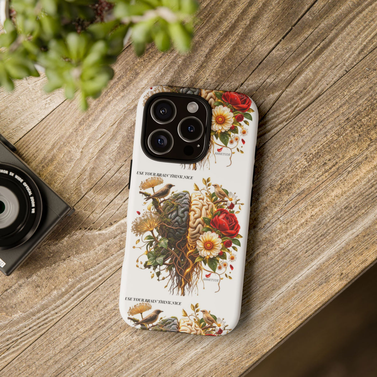 Phone Case — Floral Brain Illustration Protective Cover