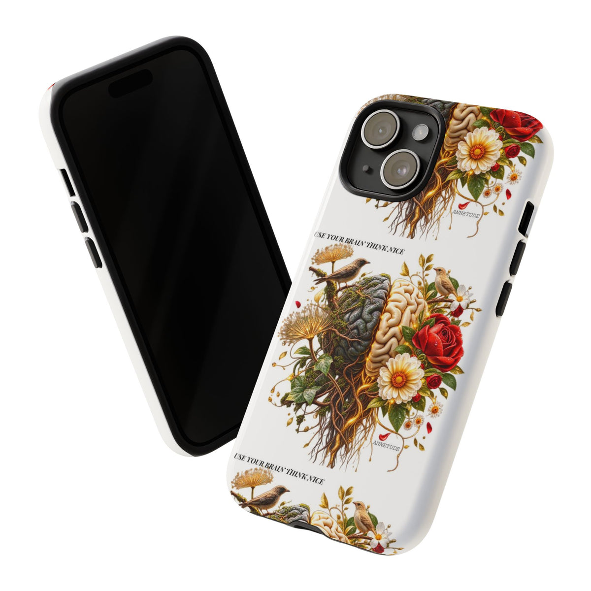 Phone Case — Floral Brain Illustration Protective Cover