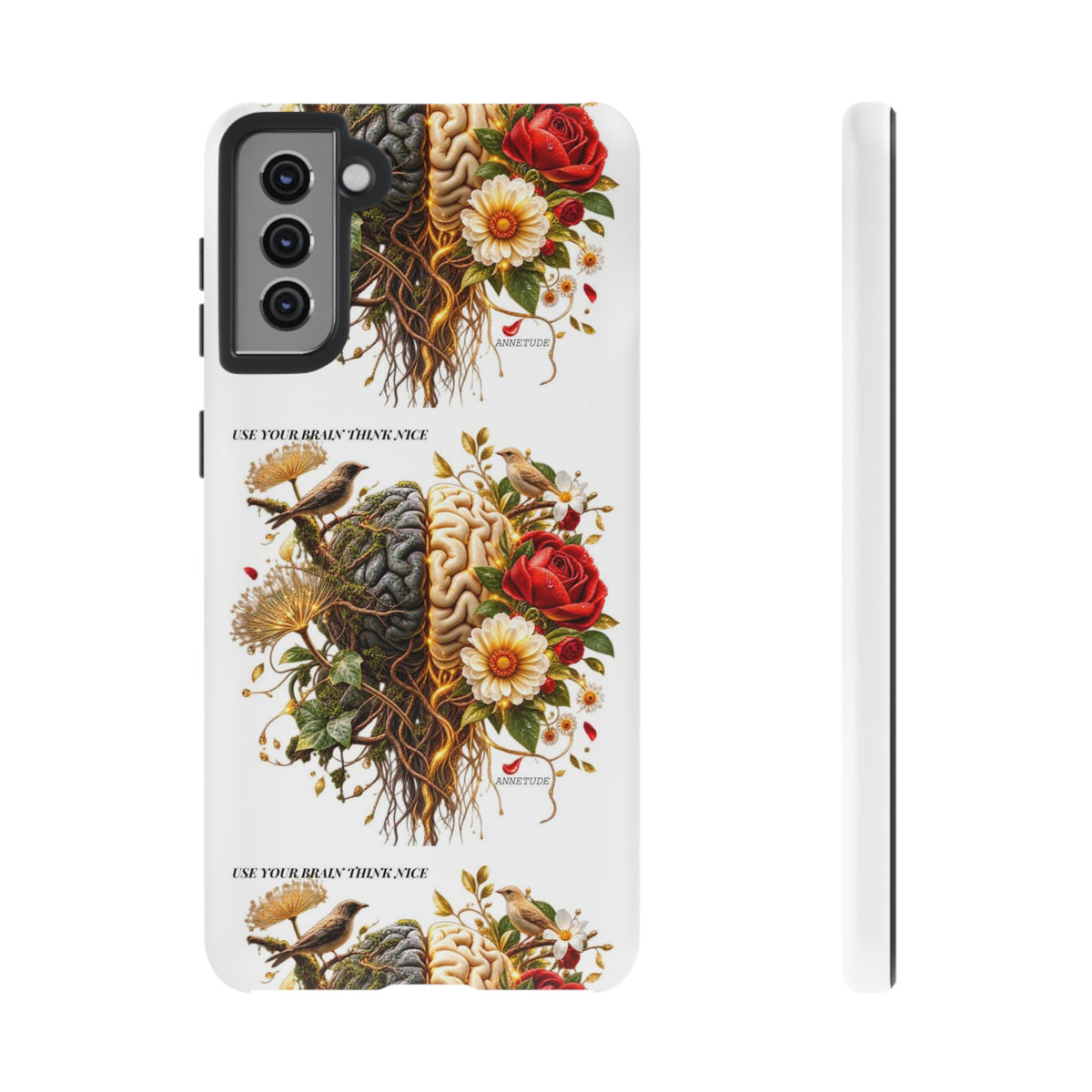 Phone Case — Floral Brain Illustration Protective Cover