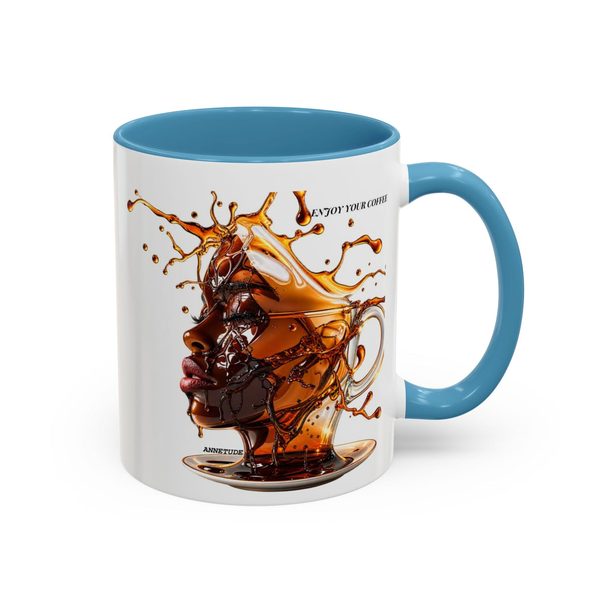 Coffee Splash Accent Mug — "Savor the Coffee" Artistic Drip Design (11/15oz)
