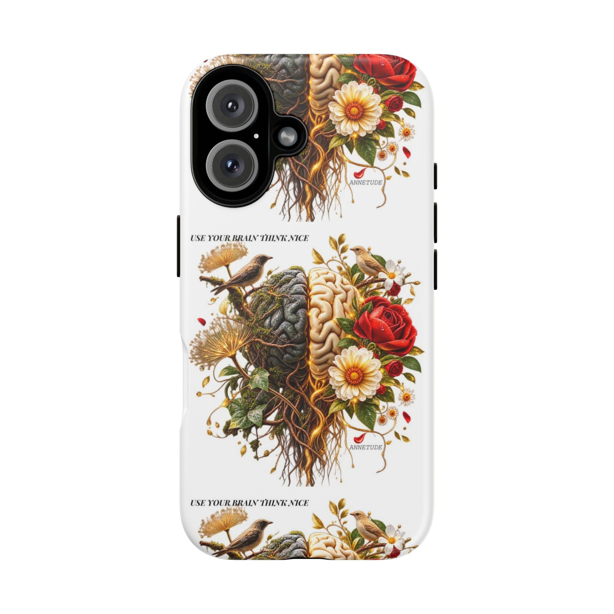 Phone Case — Floral Brain Illustration Protective Cover