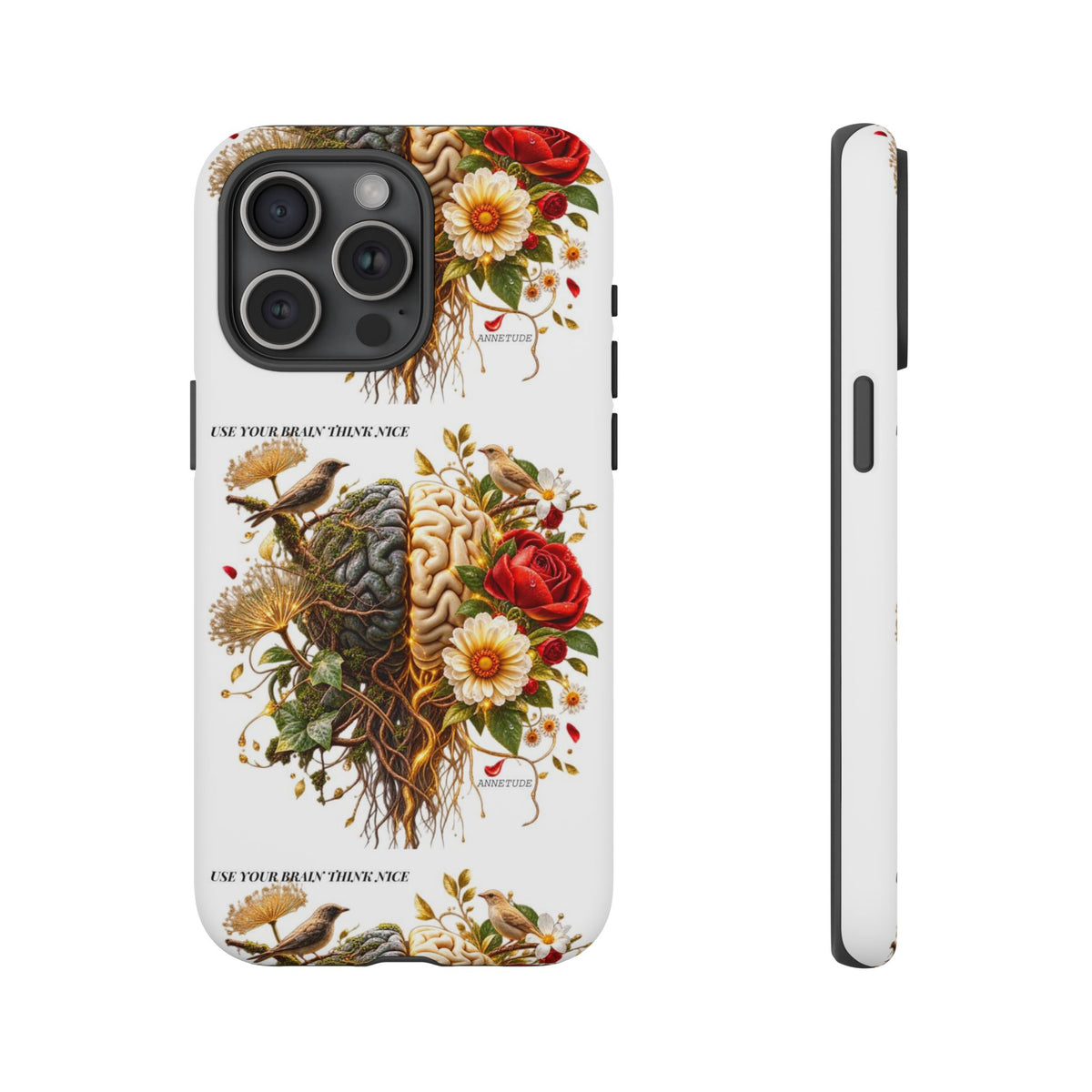 Phone Case — Floral Brain Illustration Protective Cover