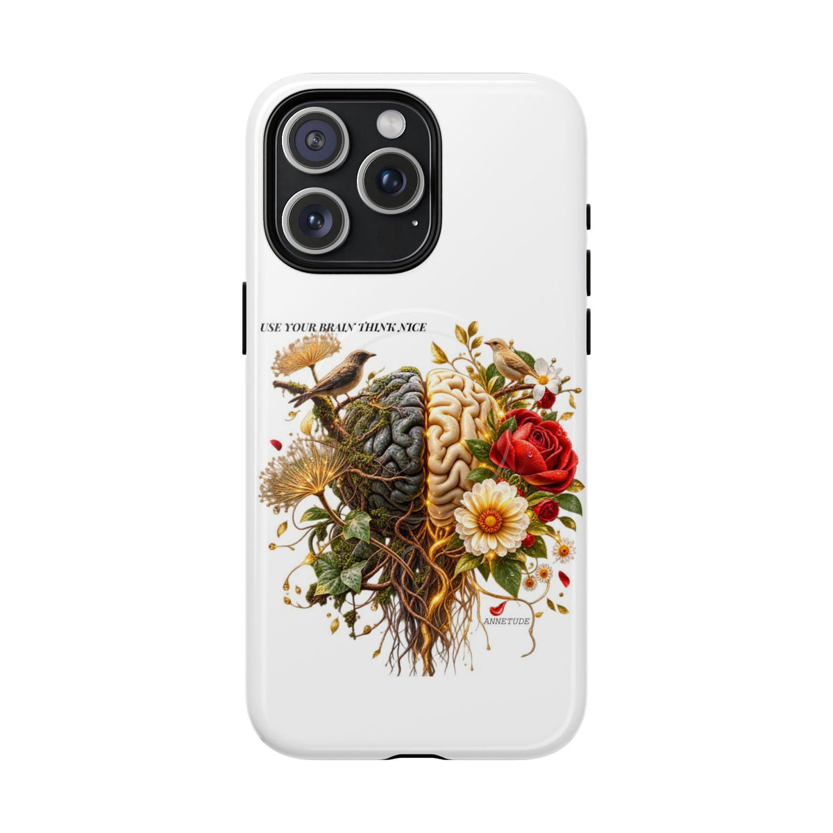 Phone Case — 'Use Your Brainy Think, Son' Floral Brain Magnetic Case