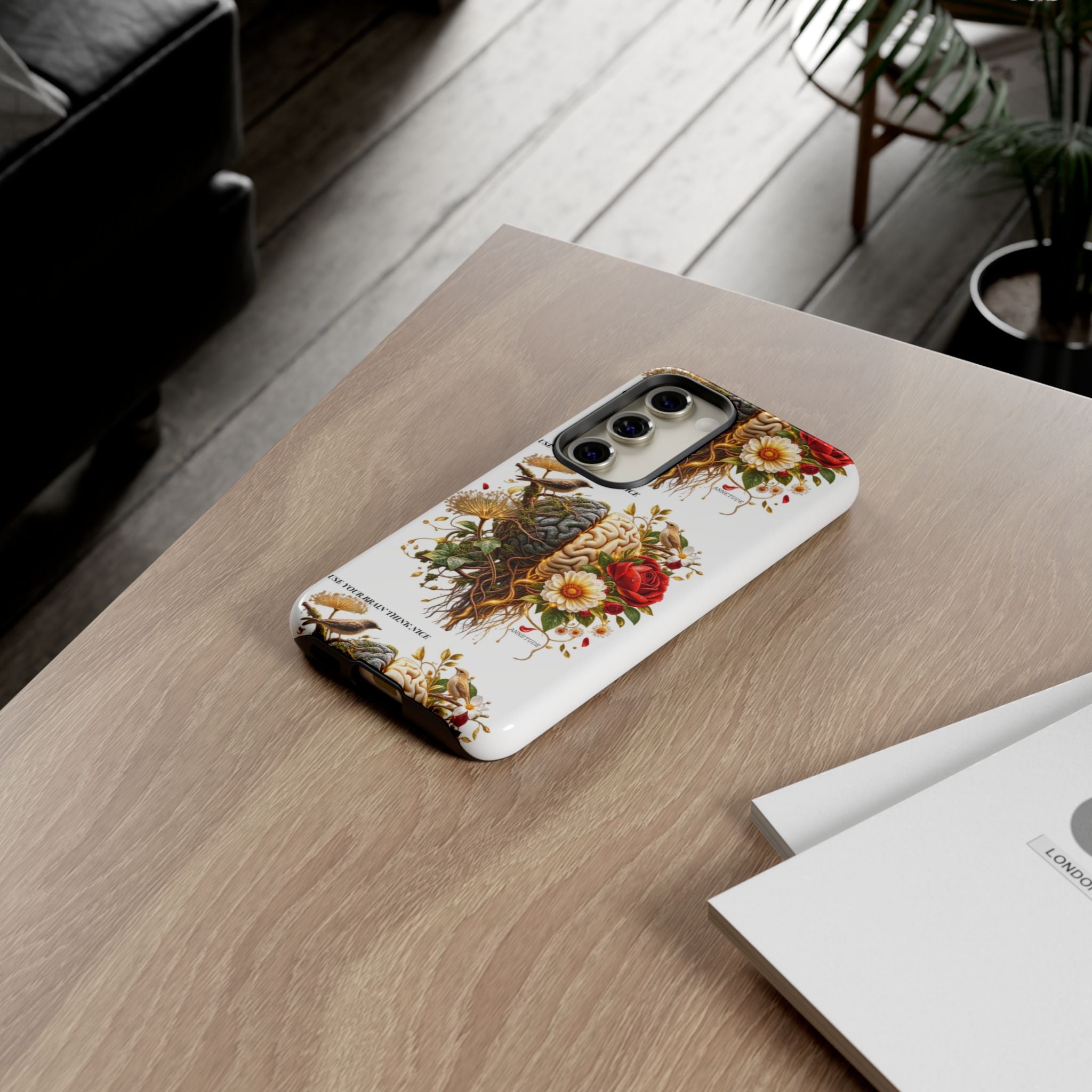Phone Case — Floral Brain Illustration Protective Cover