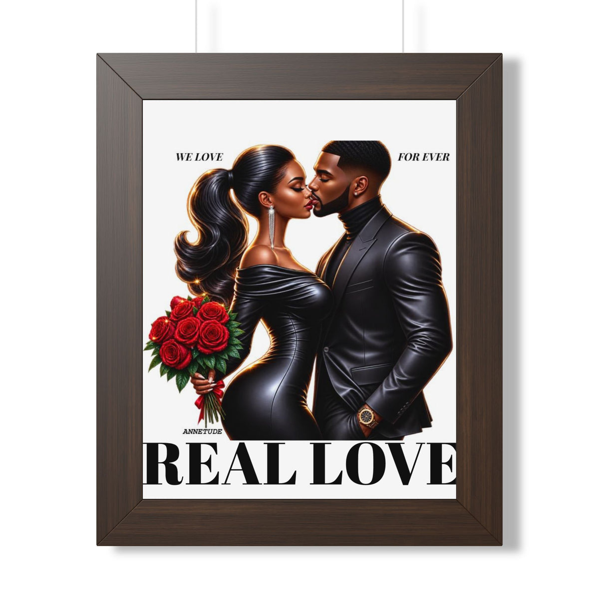 Framed Poster — "Real Love" Romantic Couple Wall Art (Valentine's Day, Anniversary Gift)