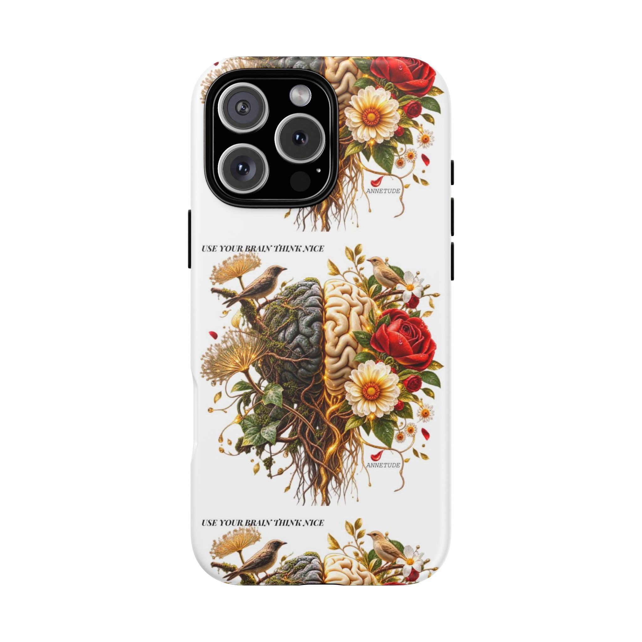 Phone Case — Floral Brain Illustration Protective Cover