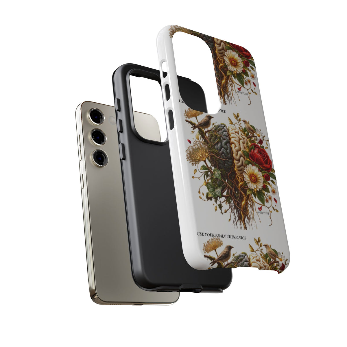 Phone Case — Floral Brain Illustration Protective Cover
