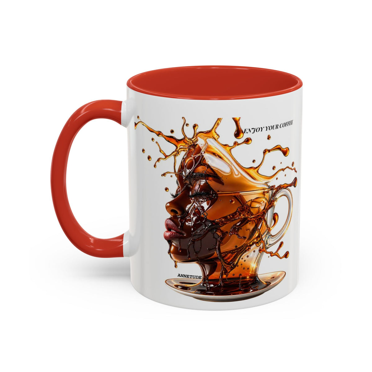 Coffee Splash Accent Mug — "Savor the Coffee" Artistic Drip Design (11/15oz)