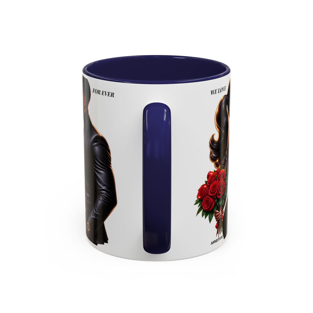 Romantic Black Couple Accent Coffee Mug - 'We Love Forever' 11/15oz