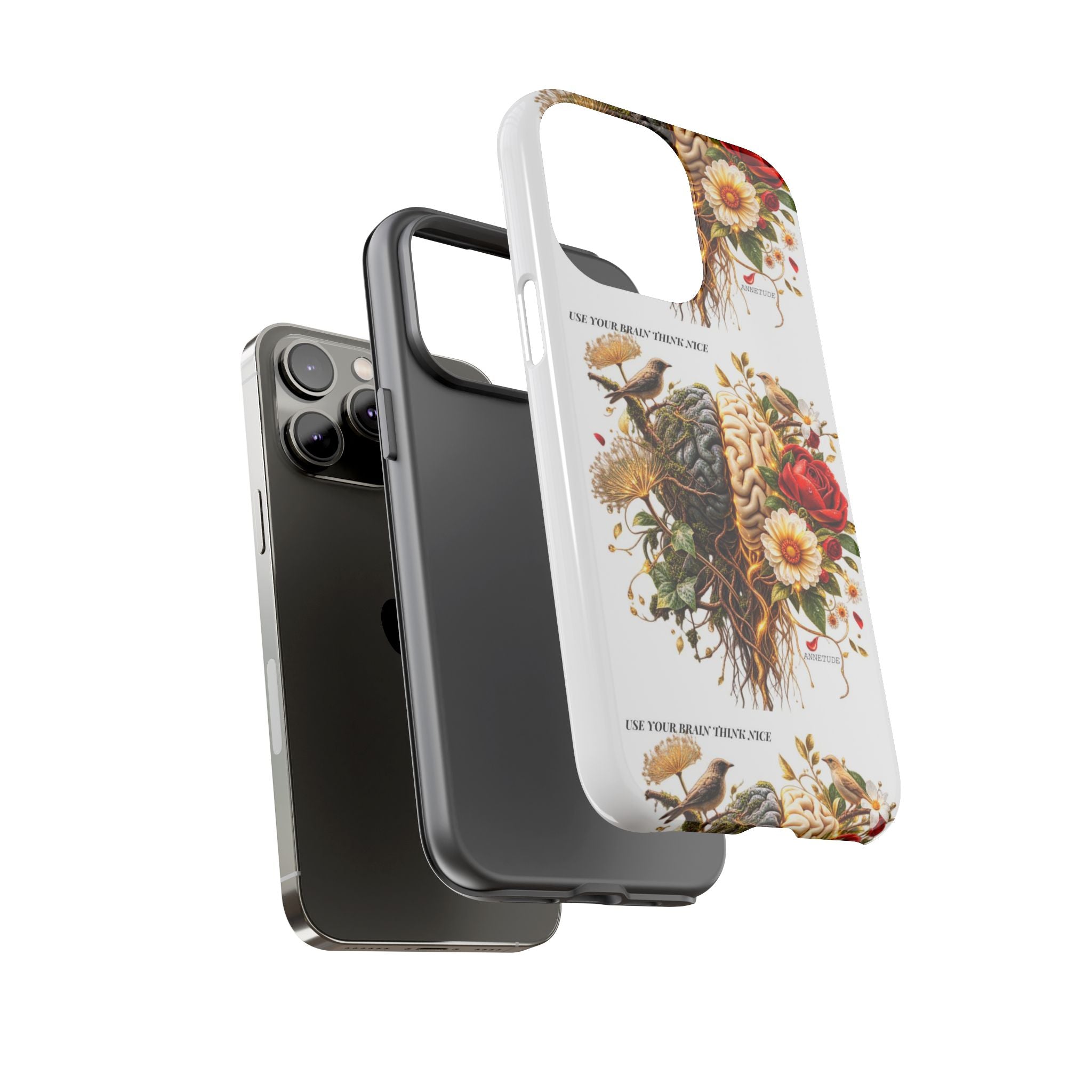 Phone Case — Floral Brain Illustration Protective Cover