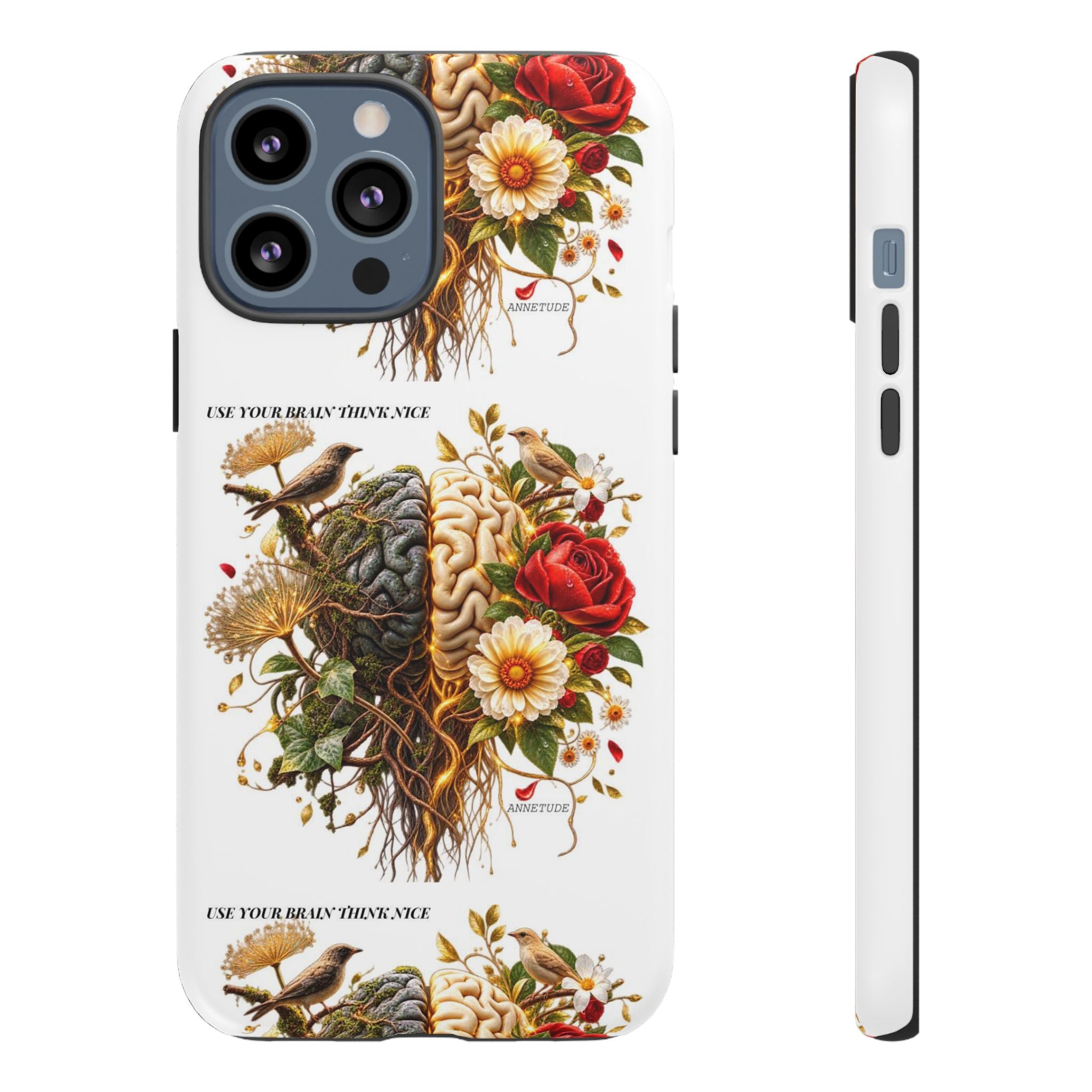 Phone Case — Floral Brain Illustration Protective Cover