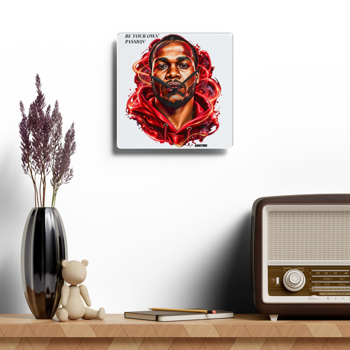 Basketball Star Portrait Acrylic Wall Clock
