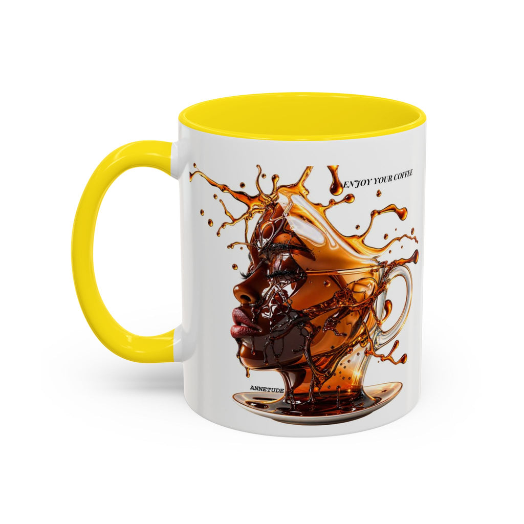 Coffee Splash Accent Mug — "Savor the Coffee" Artistic Drip Design (11/15oz)