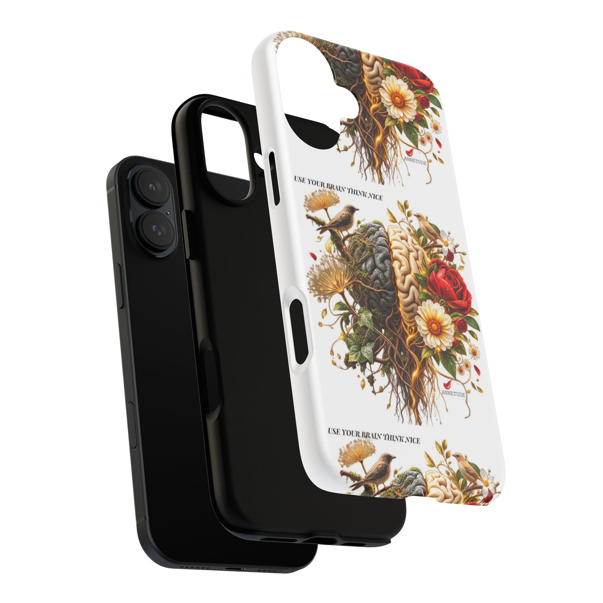 Phone Case — Floral Brain Illustration Protective Cover