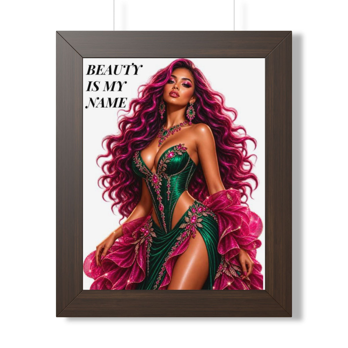 Framed Poster - "Beauty Is My Name" Glamorous Femme Portrait Art Print