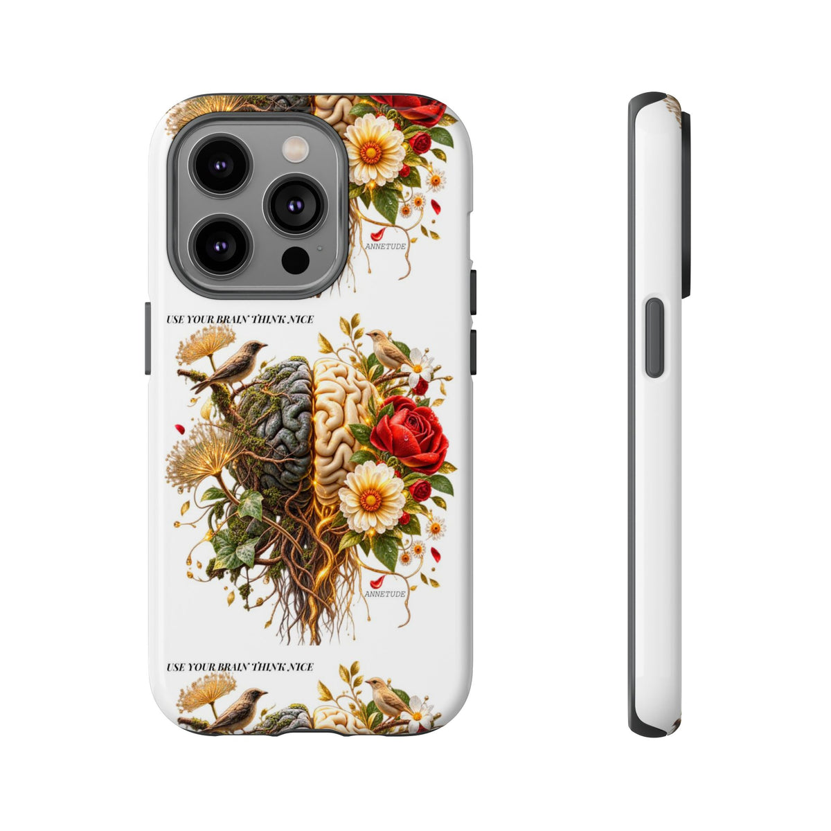 Phone Case — Floral Brain Illustration Protective Cover