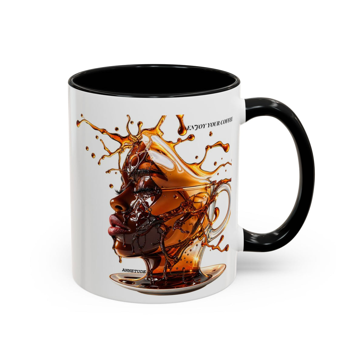 Coffee Splash Accent Mug — "Savor the Coffee" Artistic Drip Design (11/15oz)