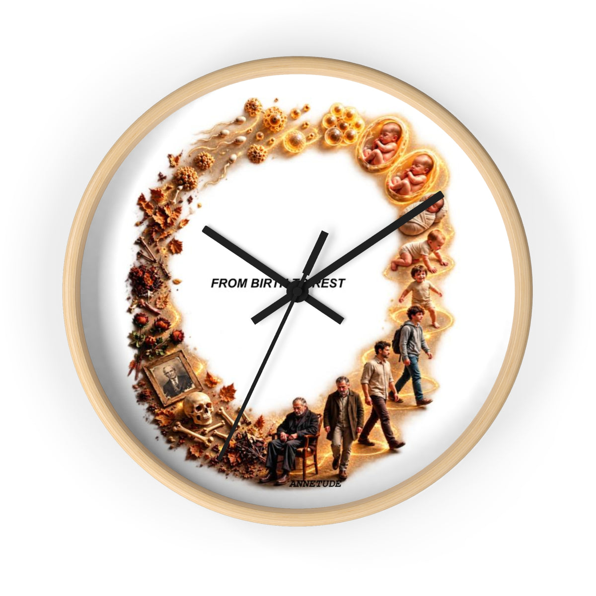 Wall Clock — 'From Birth to Rest' Time Cycle Decorative Clock