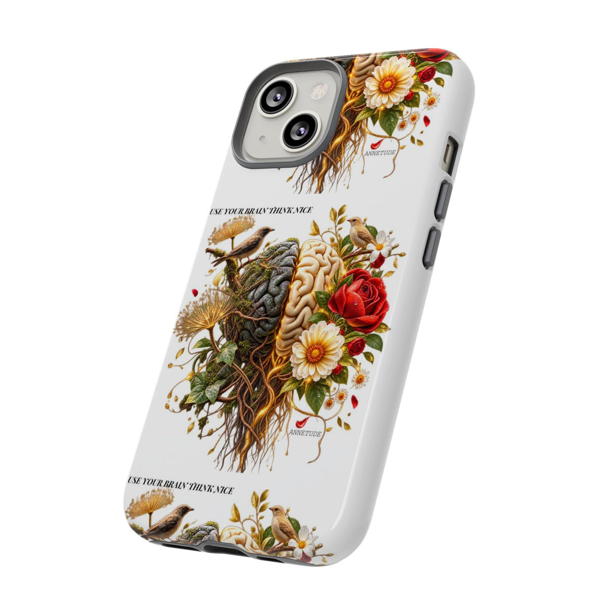 Phone Case — Floral Brain Illustration Protective Cover