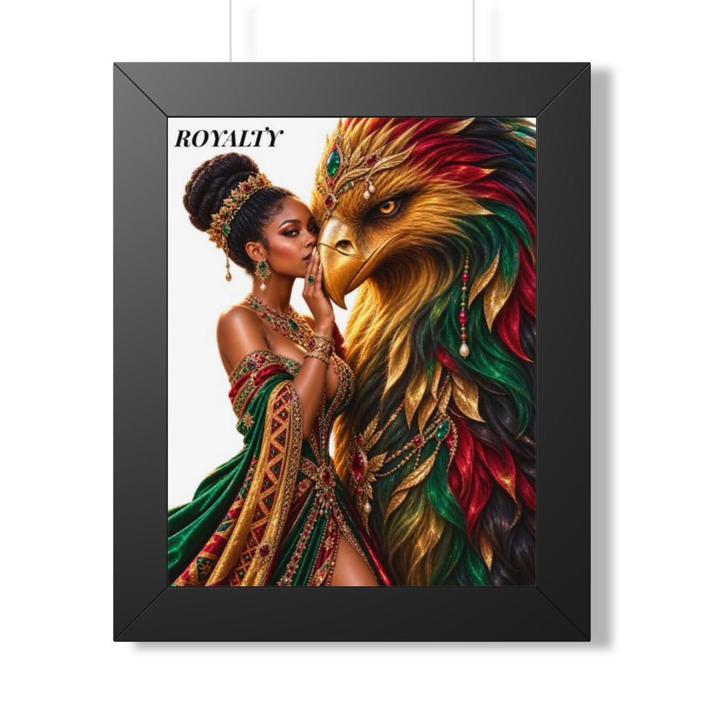 Framed Poster — "Royalty" African Queen with Mythic Golden Eagle Art Print