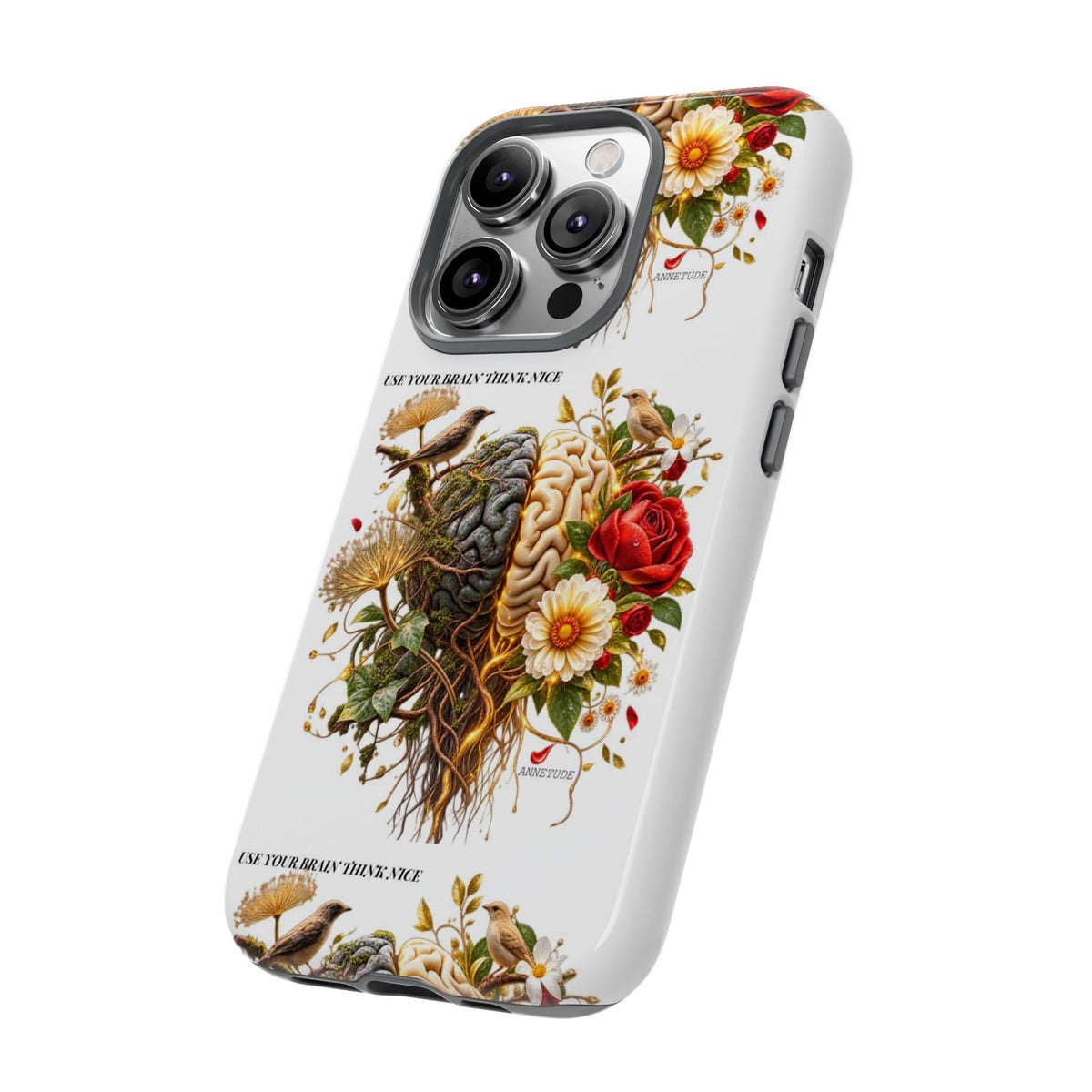 Phone Case — Floral Brain Illustration Protective Cover