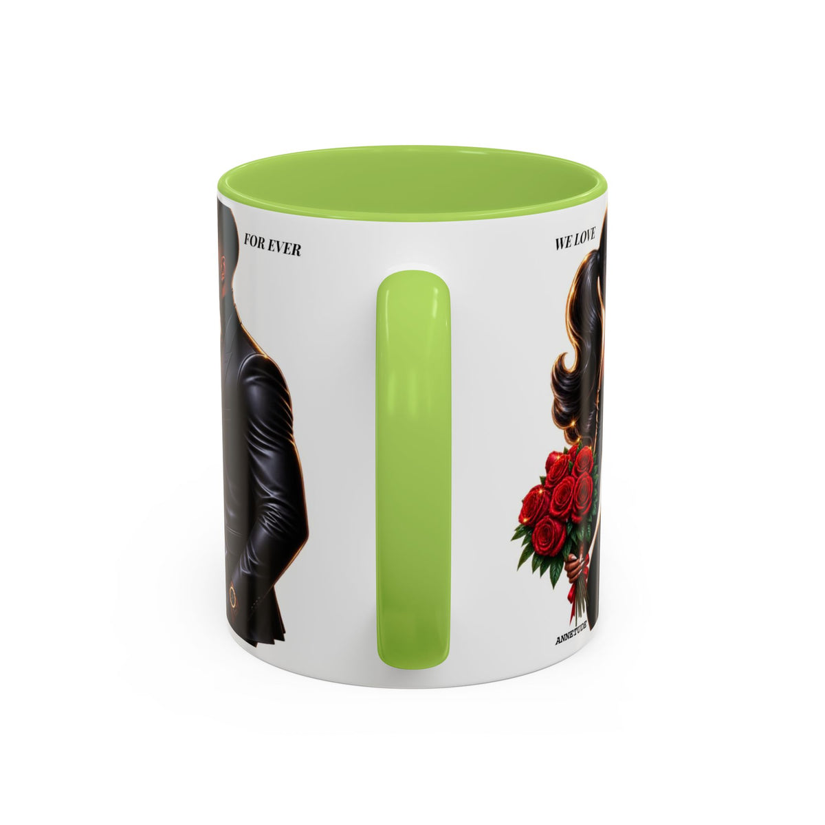 Romantic Black Couple Accent Coffee Mug - 'We Love Forever' 11/15oz