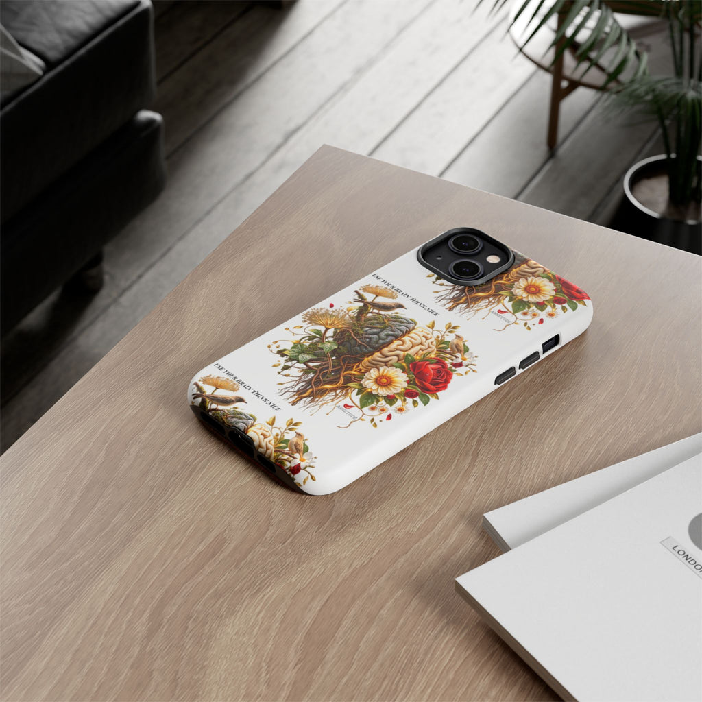 Phone Case — Floral Brain Illustration Protective Cover