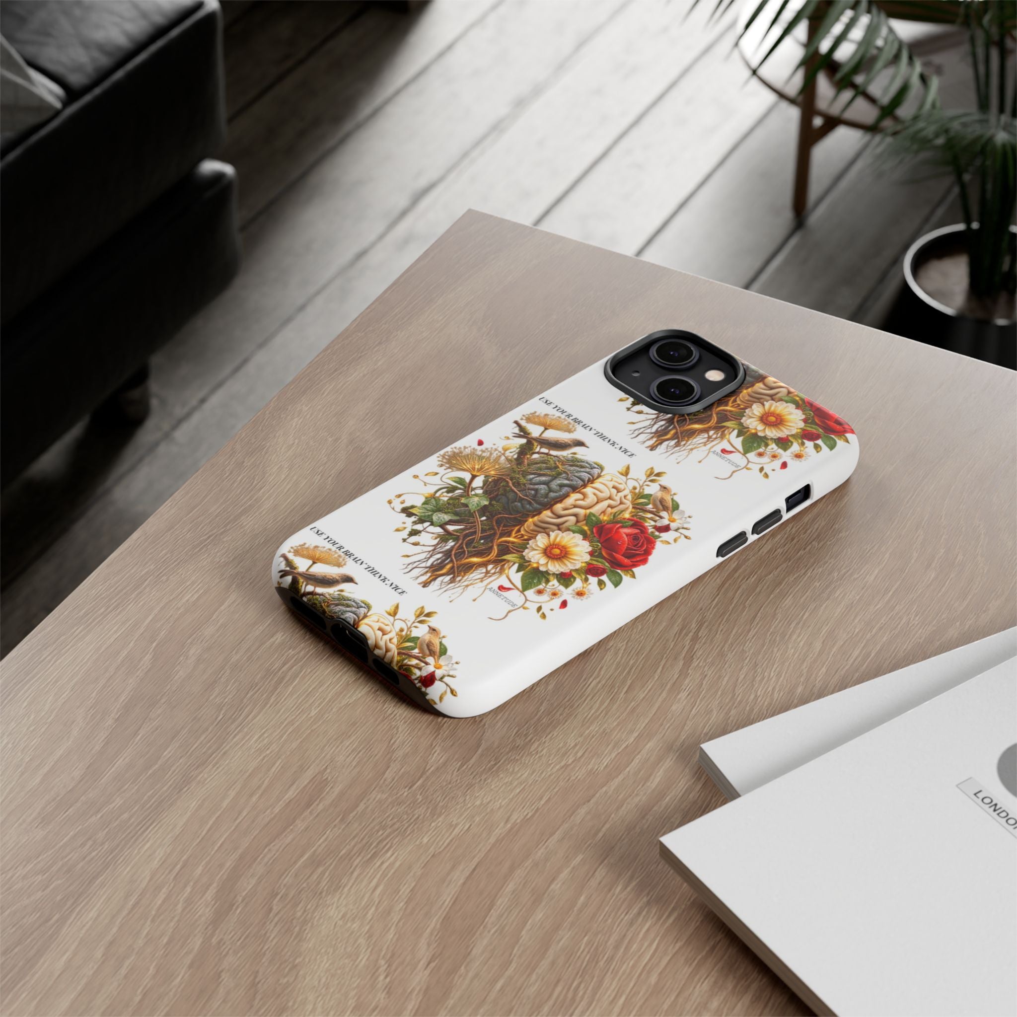 Phone Case — Floral Brain Illustration Protective Cover