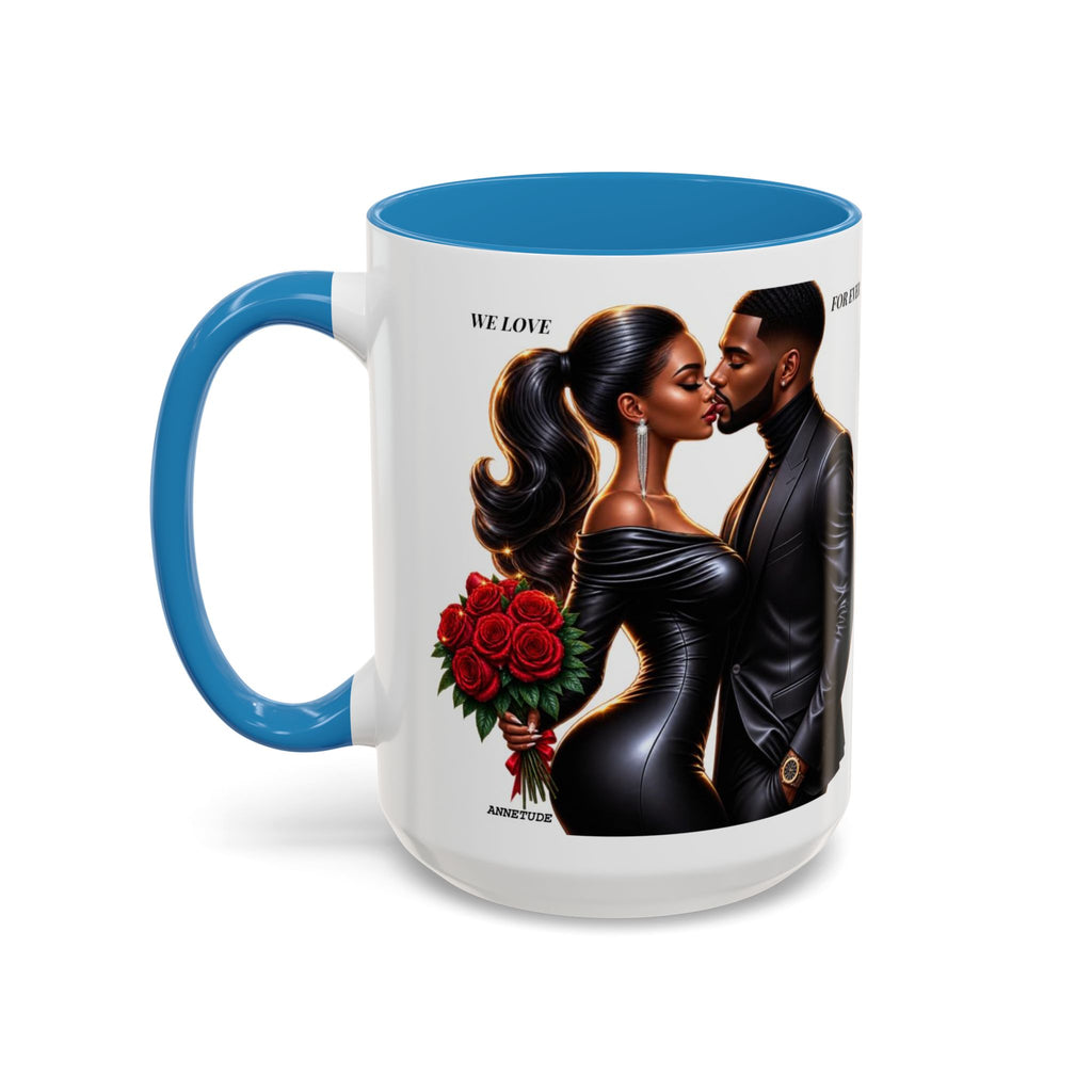 Romantic Black Couple Accent Coffee Mug - 'We Love Forever' 11/15oz