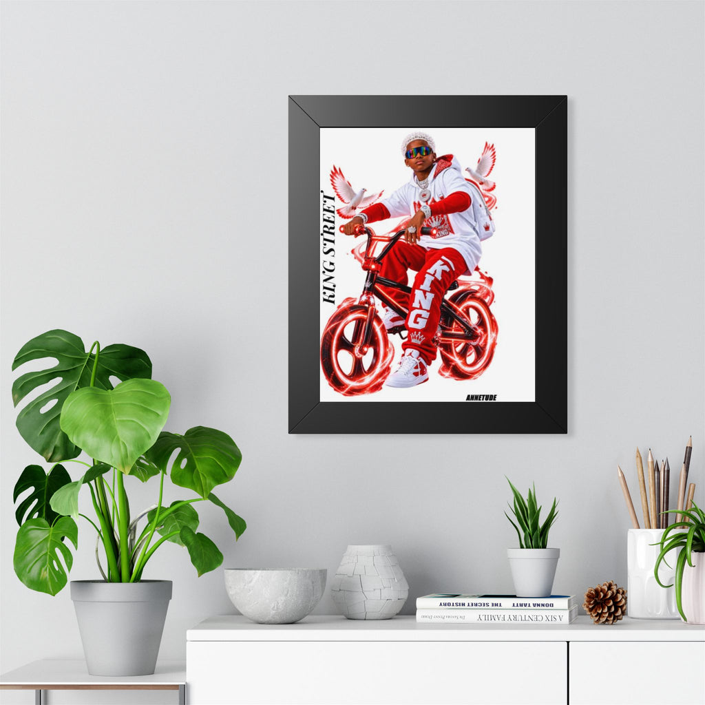 Framed Poster — 'King Street' Red BMX Urban Art Print
