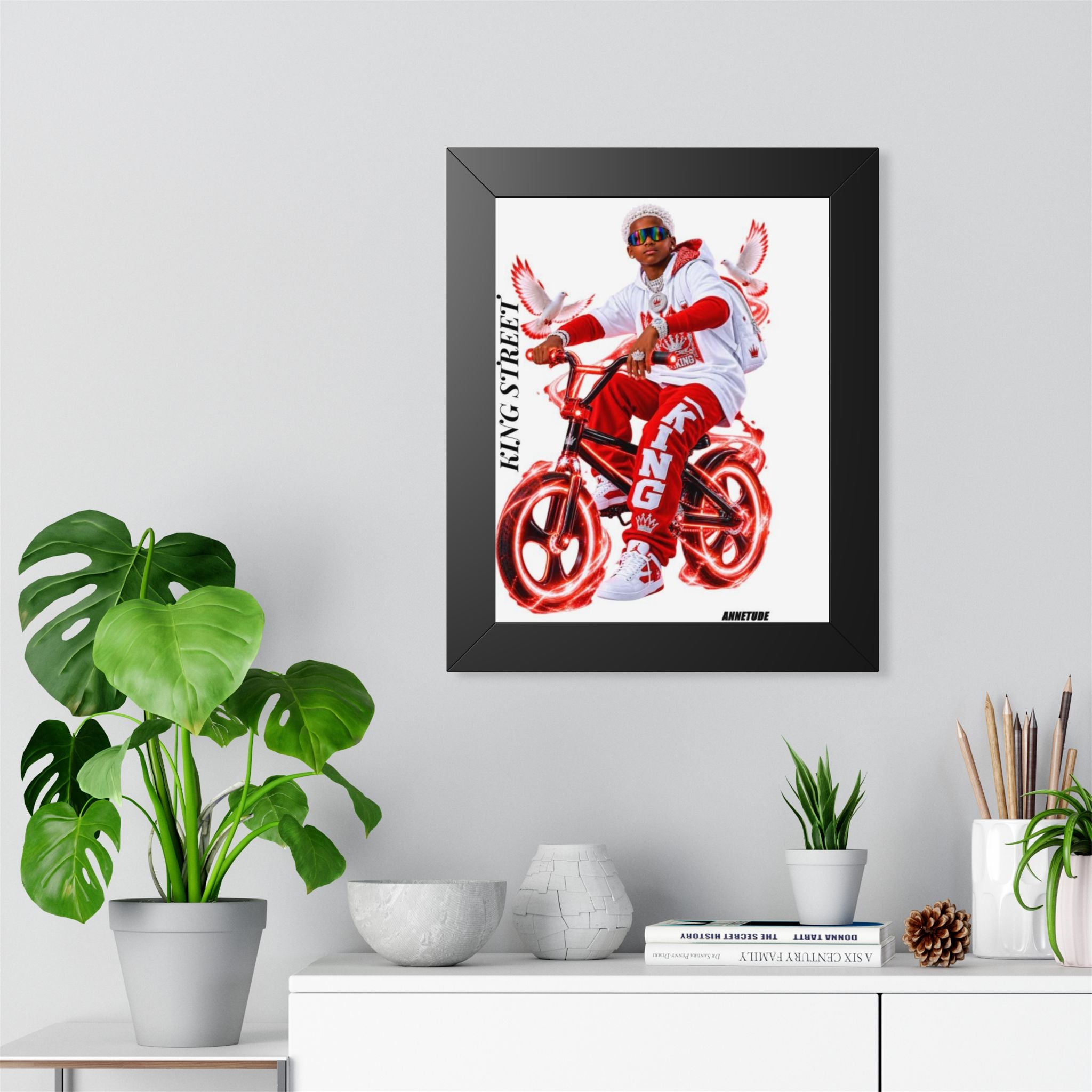 Framed Poster — 'King Street' Red BMX Urban Art Print