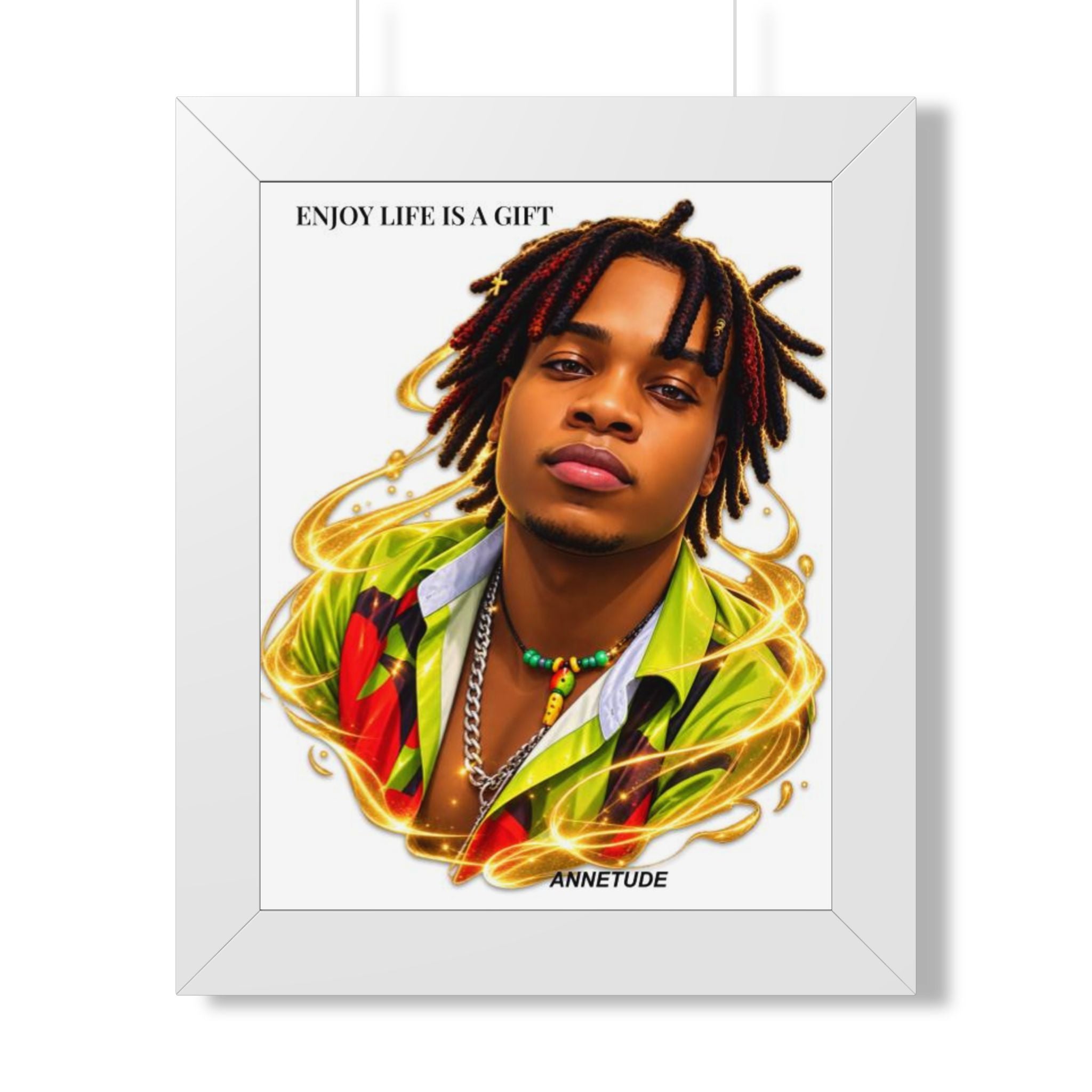 Framed Vertical Poster - "Enjoy Life Is A Gift" Portrait Art Print