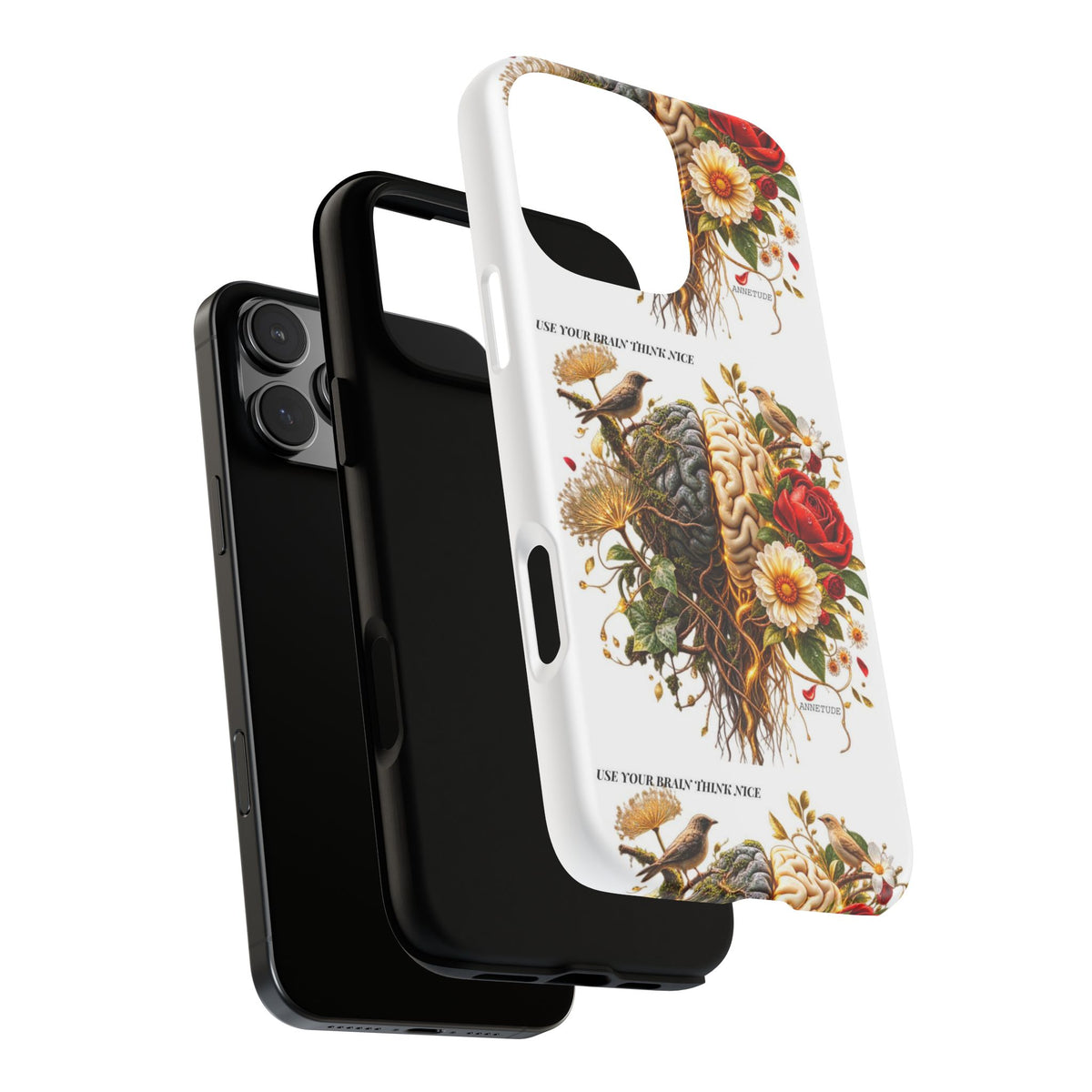 Phone Case — Floral Brain Illustration Protective Cover