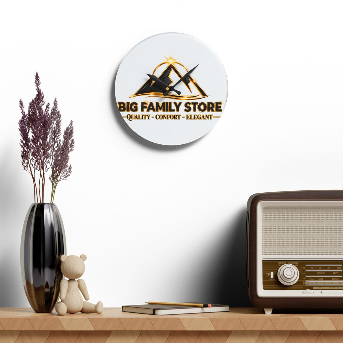 Acrylic Wall Clock — Branded 'Big Family Store' Logo Decorative Clock