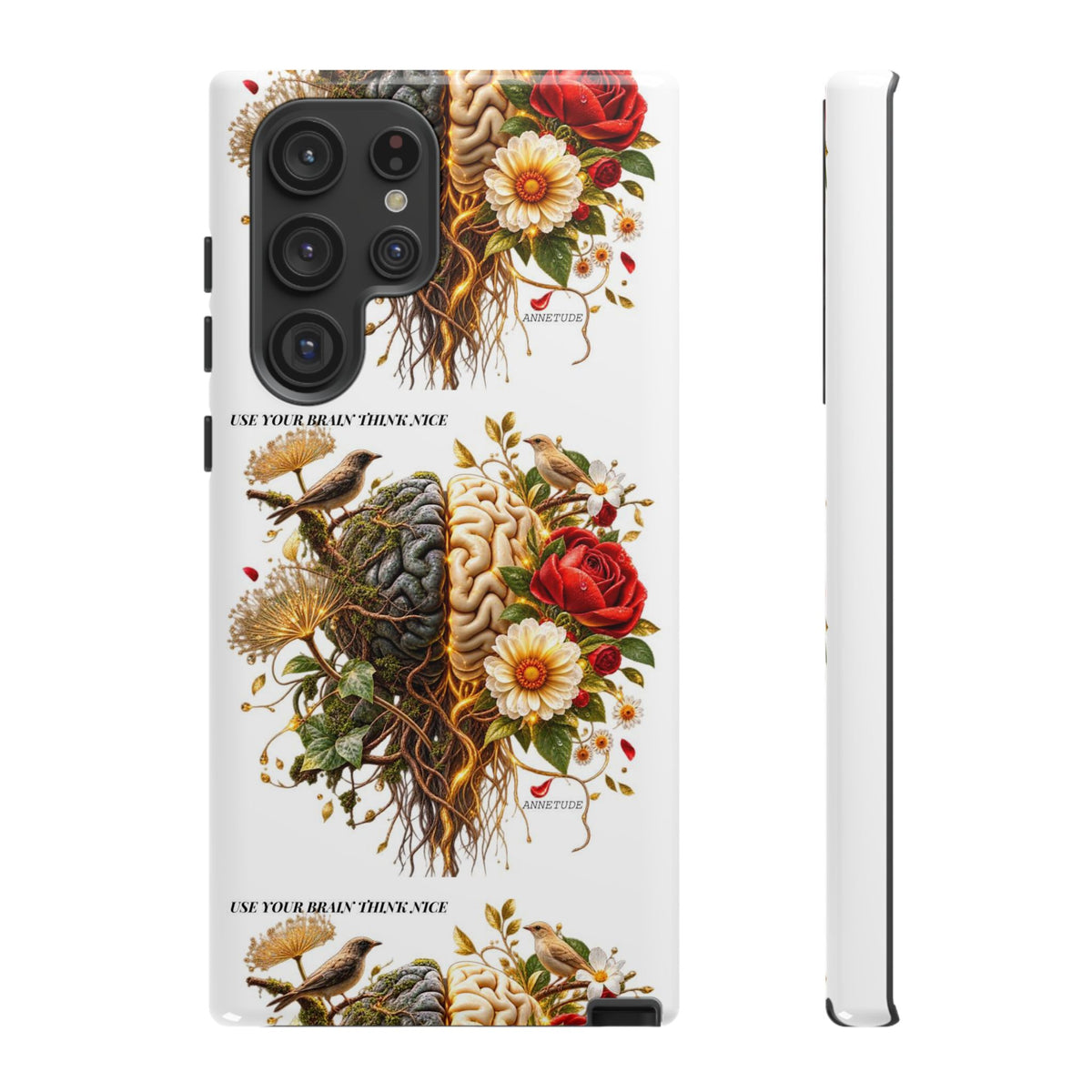 Phone Case — Floral Brain Illustration Protective Cover