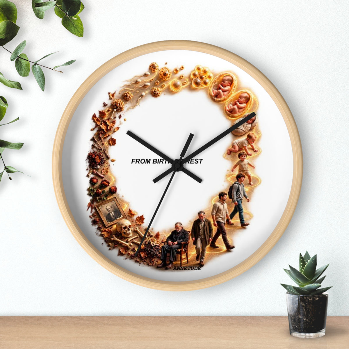 Wall Clock — 'From Birth to Rest' Time Cycle Decorative Clock