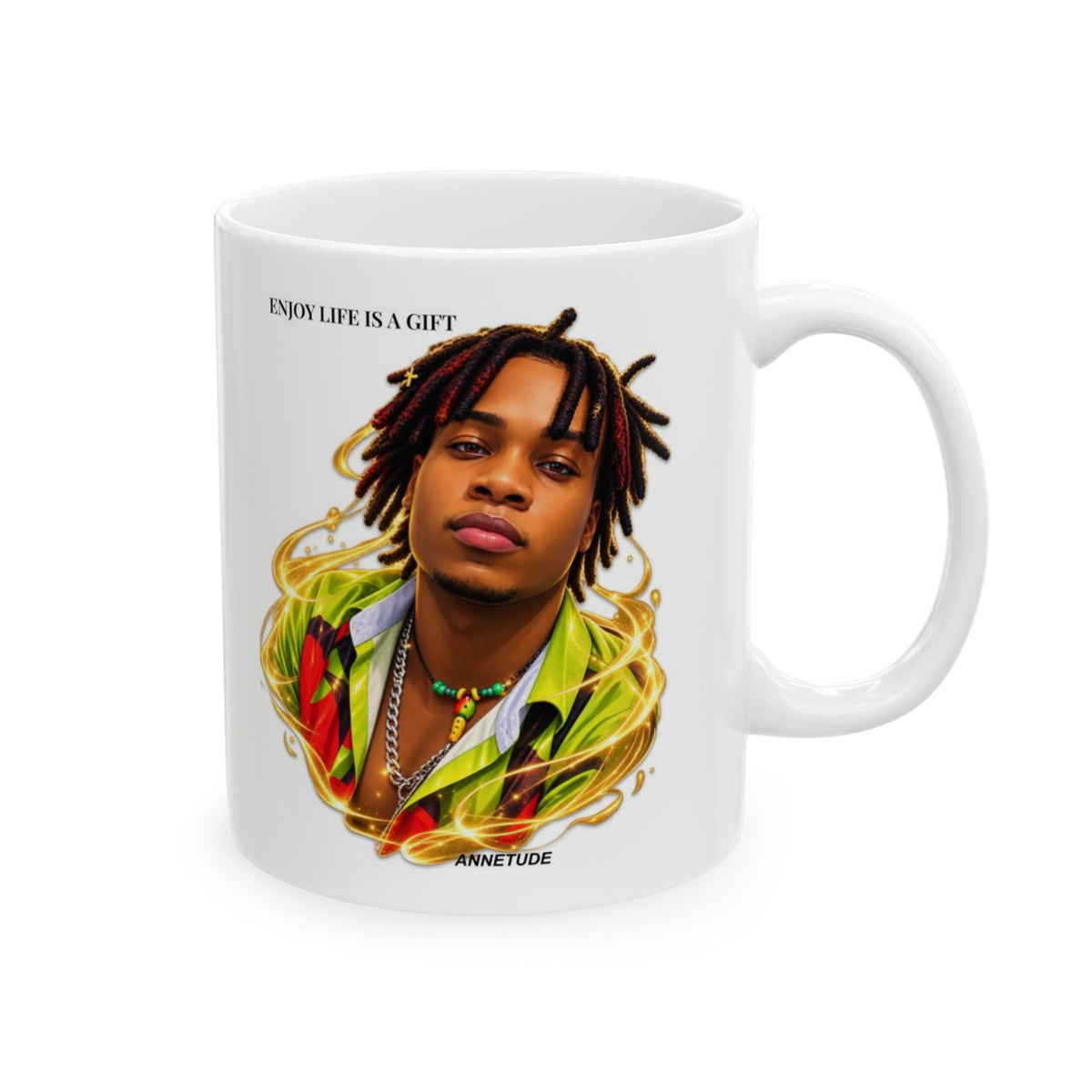 Portrait Photo Coffee Mug — Dreadlocks Artist Face Design (11oz, 15oz)