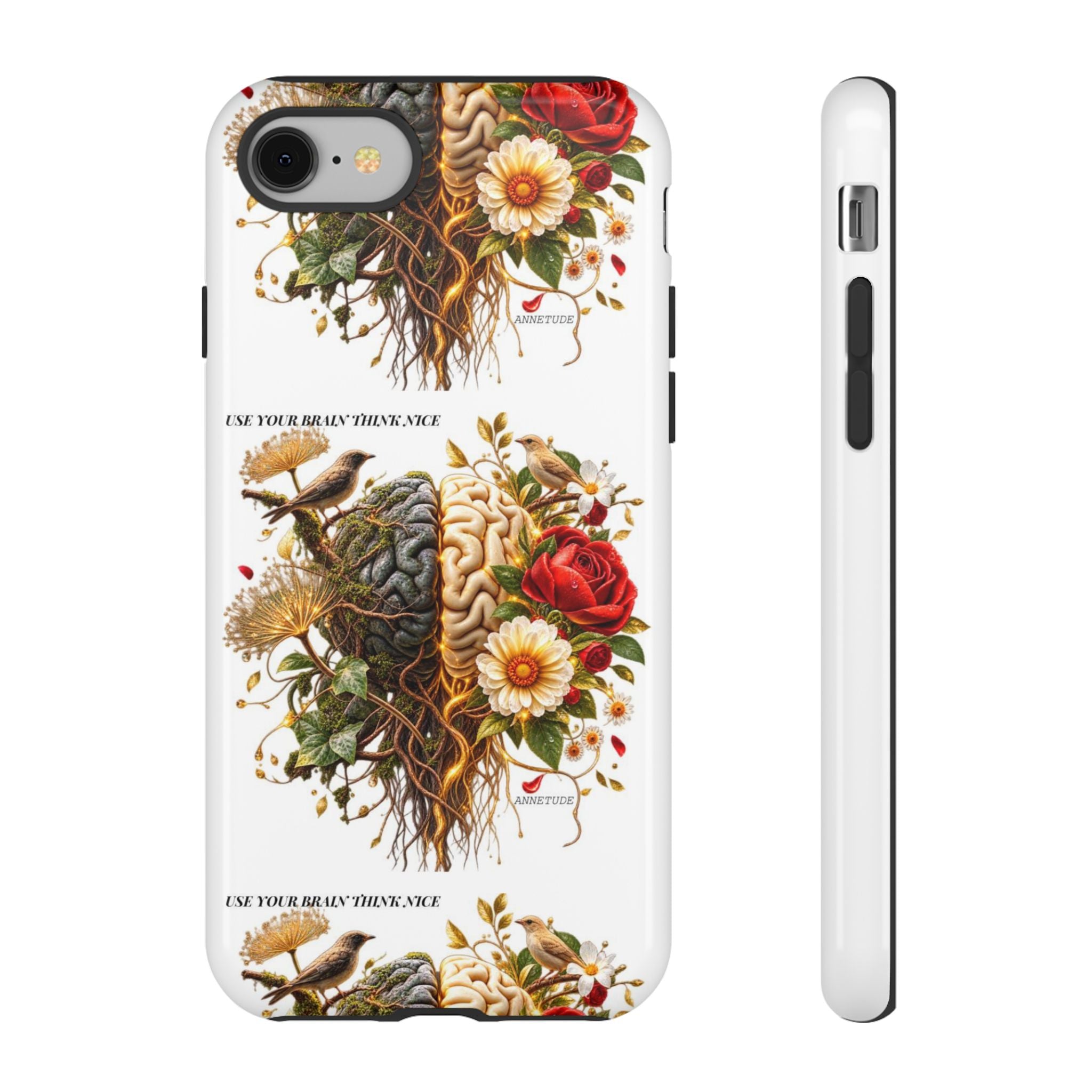 Phone Case — Floral Brain Illustration Protective Cover