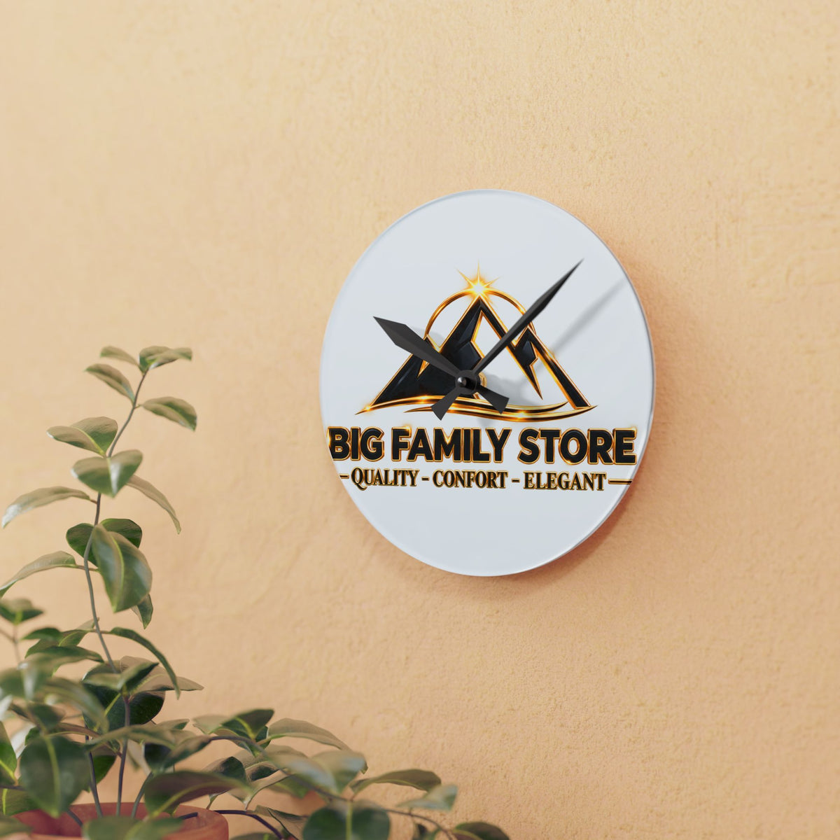 Acrylic Wall Clock — Branded 'Big Family Store' Logo Decorative Clock